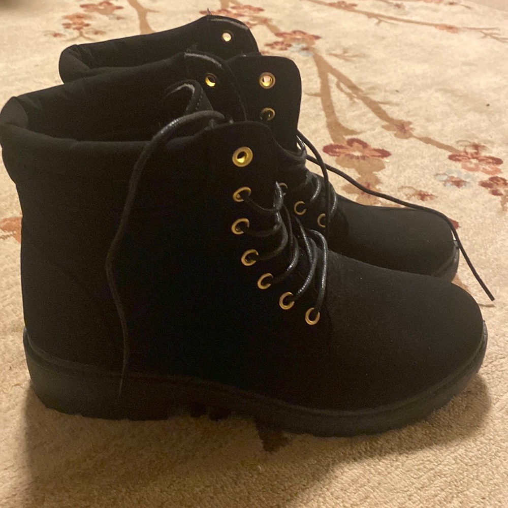 Rainbow, black combat boots